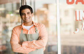 business owner wearing apron