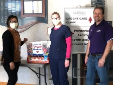Madelia Community Hospital and Clinic receiving their snack care package
